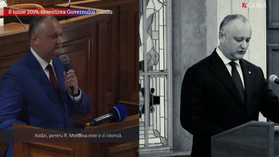 Discursuri în oglindă. Cum a uitat Dodon de „ziua istorică” a învestirii Guvernului Sandu și, peste cinci luni, l-a acuzat de ineficiență (VIDEO)