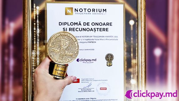 Clickpay.md a primit medalia de aur în categoria Fintech la Notorium 2020