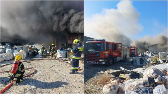 Incendiu pe strada Industrială: Un depozit de televizoare și calculatoare a luat foc. UPDATE: Numărul pompierilor, dublat la 70 de persoane (FOTO/VIDEO)