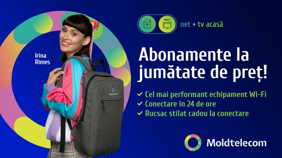 Toate abonamentele de la Moldtelecom, acum la jumătate de preț! Combină două sau mai multe servicii și ai cadou garantat